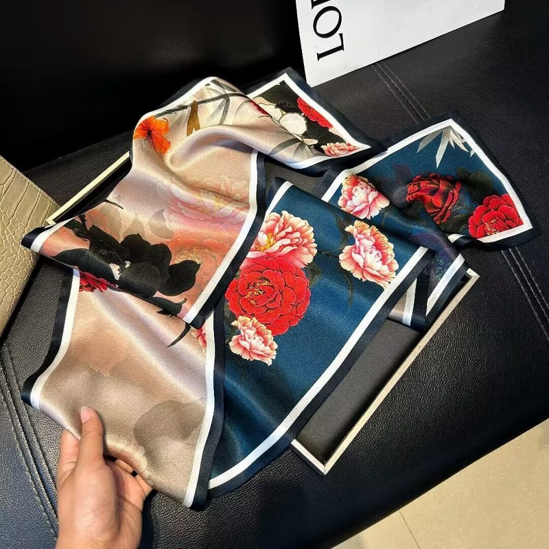 蘇杭シルク绢糸スカーフ油絵二重両面シルクスカーフ小さな長いスカーフリボン|undefined