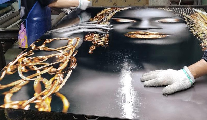 写真纸粘玻璃无影胶手工操作