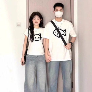 Summer Pure Cotton Short-Sleeved T-Shirt Couple Wear Lazy Style Loose Niche Design Tops for Men and Women Student Trendy Class Uniforms