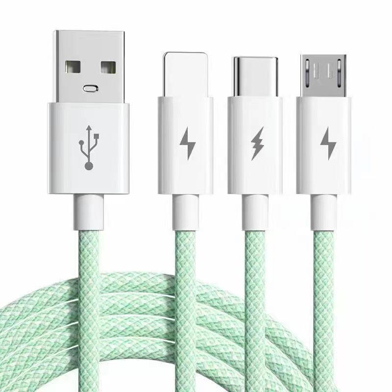 超速充マカロン編組一牽引三携帯電話データケーブルtype-c安卓ios三合一データケーブル|undefined