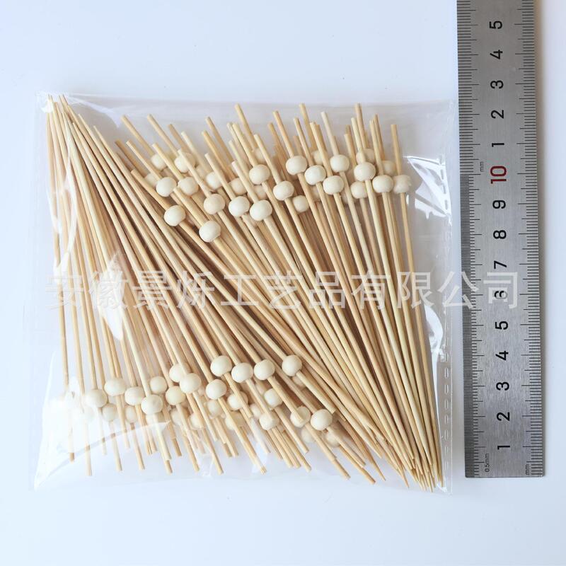 直径6x7mmの丸玉、ベージュビーズ、レッドビーズ、使い捨て装飾竹串、フルーツ串、工場直送、100個|undefined