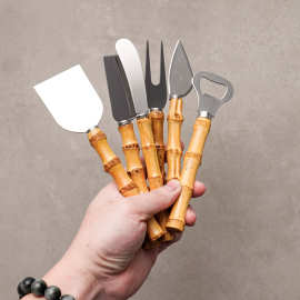 木柄竹节不锈钢铲刀黄油刀肉叉开瓶器厨房烘焙用具芝士刀披萨铲刀