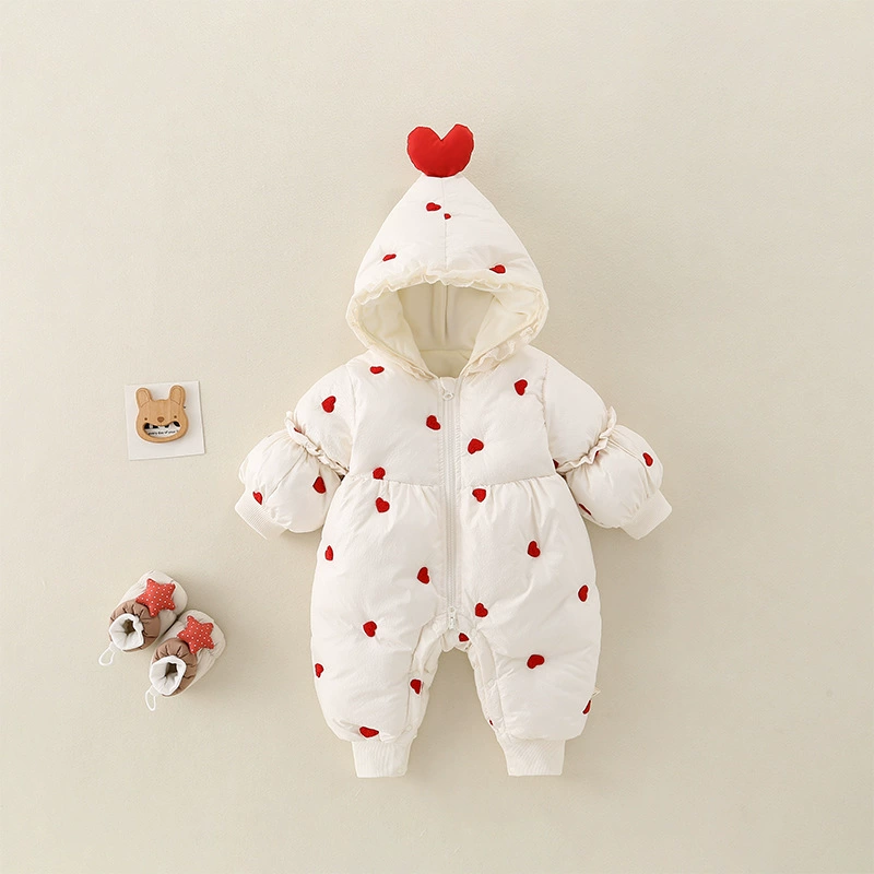 Children's demi-season bodysuit with hood, keep warm overall to go out, Korean style
