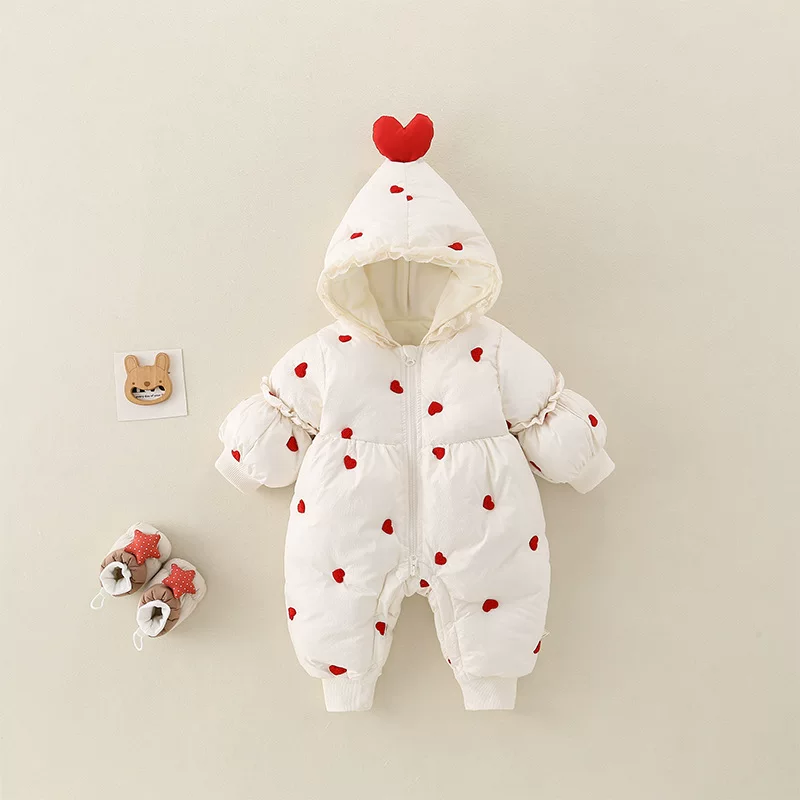 Children's demi-season bodysuit with hood, keep warm overall to go out, Korean style