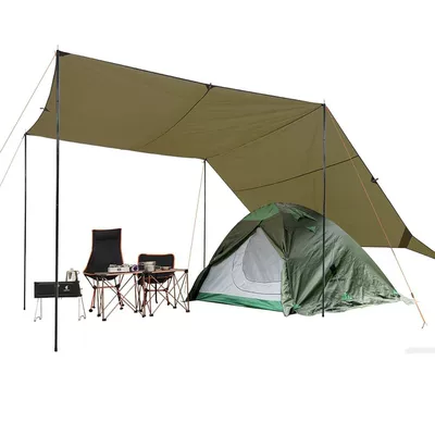 Cross-Border Outdoor Canopy for 6-8 People, Rainproof Sunshade Tent, Large Space, Four-Corner Canopy, Portable and Multi-Functional Setup (Avtomobil yan çətirləri) - army-green-no-silver-coating-jituo-cangqiong-four-corner-canopy-300500cm