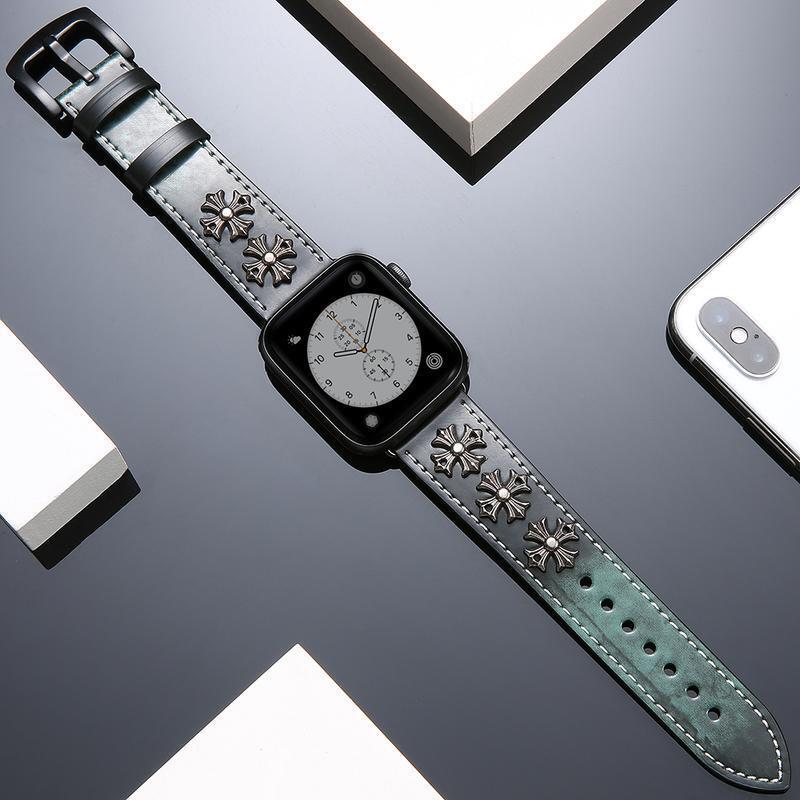 For applewatch Watch Strap Apple Watch s8iwatch6 Generation 7 Leather Strap Simple Men's and Women's New Trendy