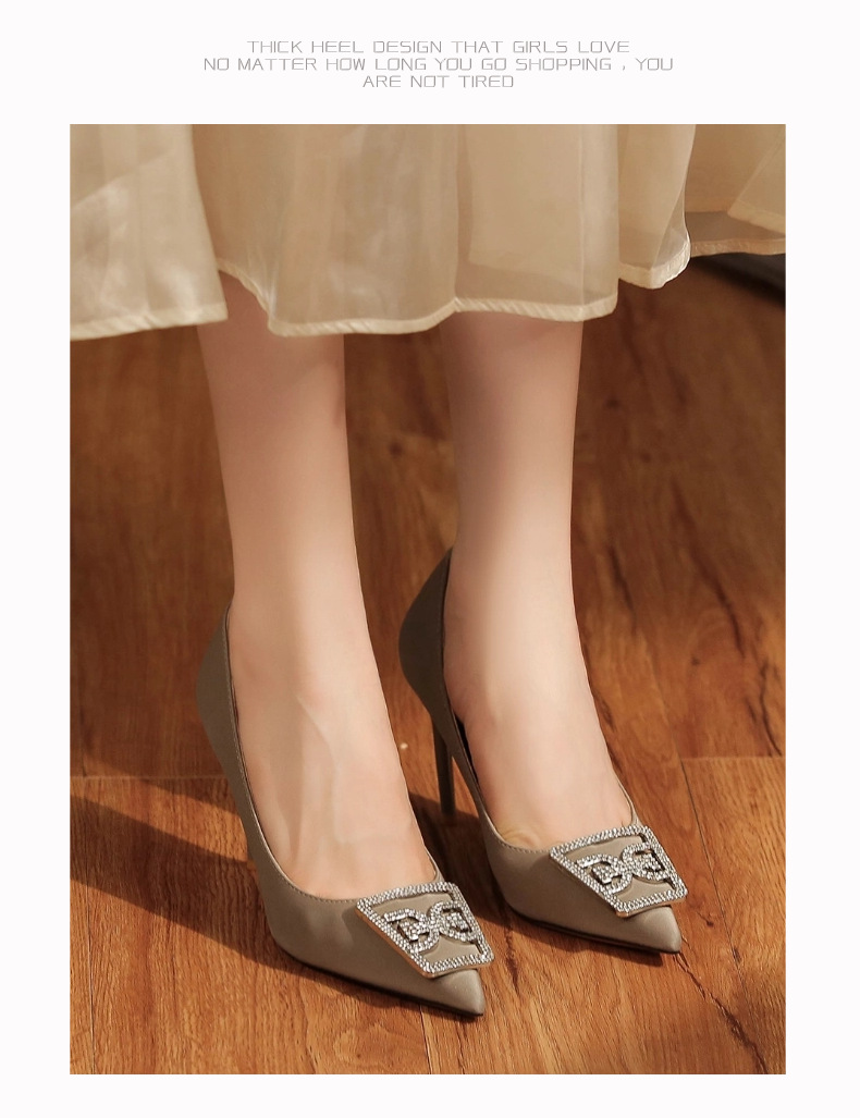 9888D-085 Stiletto Spitzschuh Strass Pendler Berufsschuhe Klassisch Vielseitig Täglich High Heels Elegant Schlicht_voghion.com