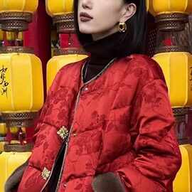 高级感提花棉服女冬季新款时尚拼接休闲百搭小个子新中式短款外套