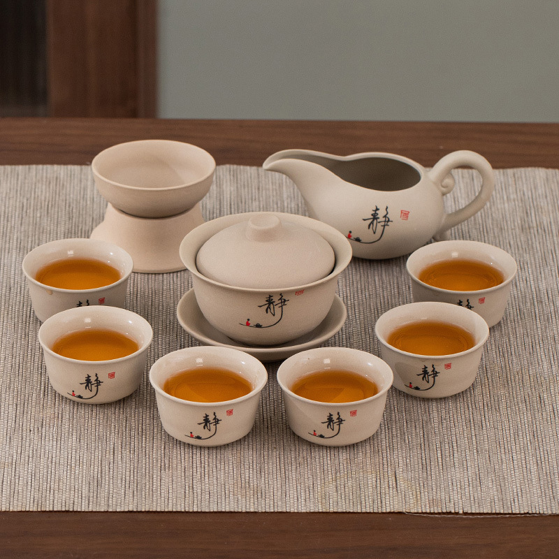 Coarse Pottery Tea Set suit Household Ceramic Kung Fu Tea Set Chinese Office Meeting Tea Pot Tea Cup Tea Tray Complete Set Coarse Pottery Tea Set suit Household Ceramic Kung Fu Tea Set Chinese Office Meeting Tea Pot Tea Cup Tea Tray Complete Set