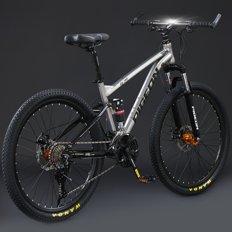 2024 Bicicleta de montaña de cola suave Bicicleta de amortiguación doble para hombre de velocidad variable