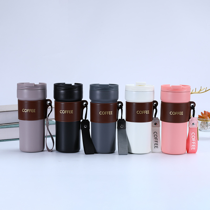 Comercio exterior nueva cuerda hling taza de café de doble capa de vacío portátil taza de coche 304 taza de vacío de acero inoxidable