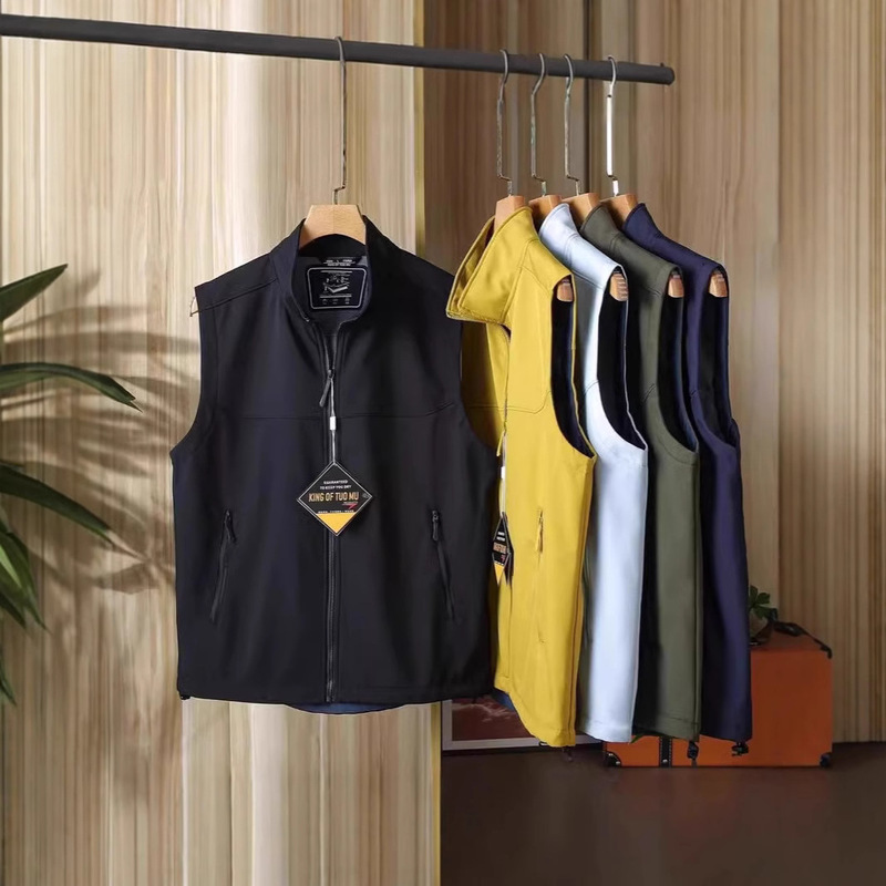 Bird fierce cargo! Autumn and Winter Men's and Women's Couples Wind-proof Water-splashing Collar Warm Soft Shell Vest with Fleece Jacket
