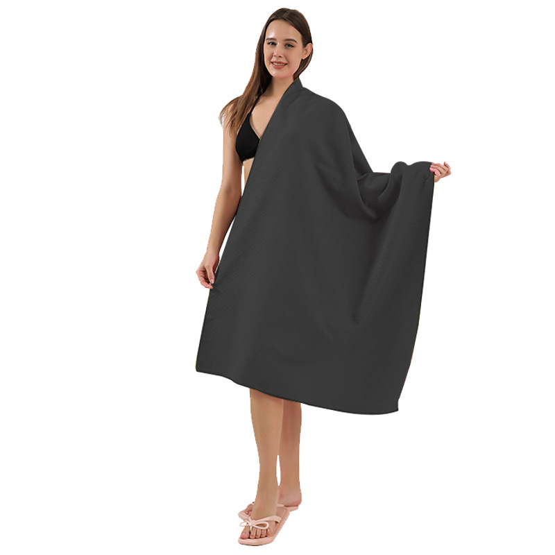 Toalla de microfibra de secado rápido para natación, superventas transfronteriza, de doble cara, de terciopelo, color liso, para vacaciones en la playa, viajes, toalla de playa personalizada