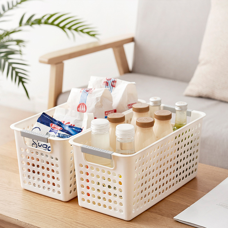Cesta de almacenamiento de plástico mesa caja de almacenamiento de artículos diversos rectangular jardín de infantes bocadillos juguetes cesto de almacenamiento de artículos pequeña cesta