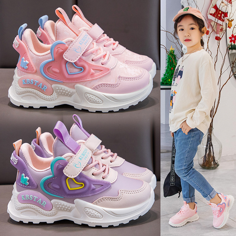 Zapatos deportivos para niñas, zapatos casuales para padres con suela suave, 2025 primavera y otoño nuevos zapatos de correr para niños de tamaño medio y grande para niñas
