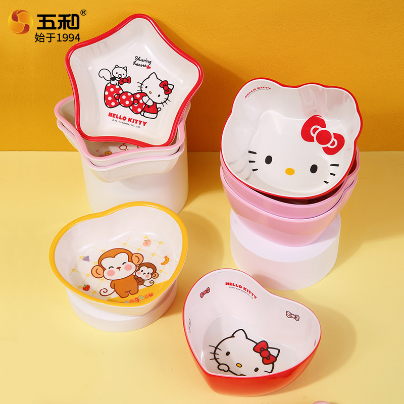 Five and melamine tableware rice bowl children's tableware cartoon shape fall-resistant complementary bowl creative home baby bowl wholesale