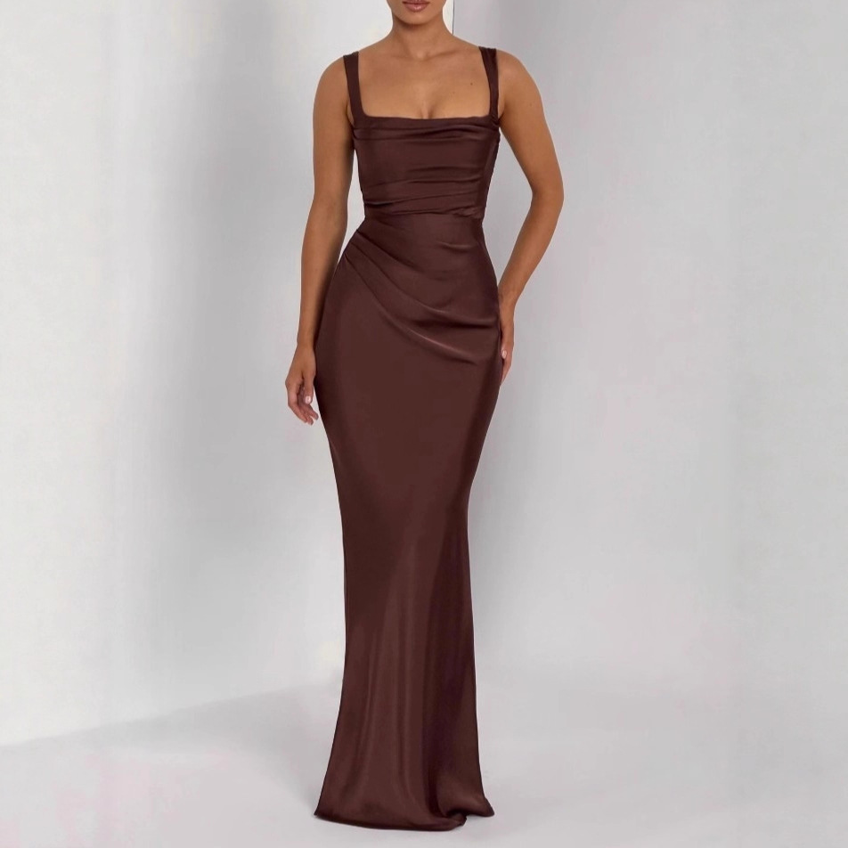 Baby's Same Style French Socialite Sexy and Elegant Style Strappy Fishtail Dress Skirt Hip-Covering Slim Dress