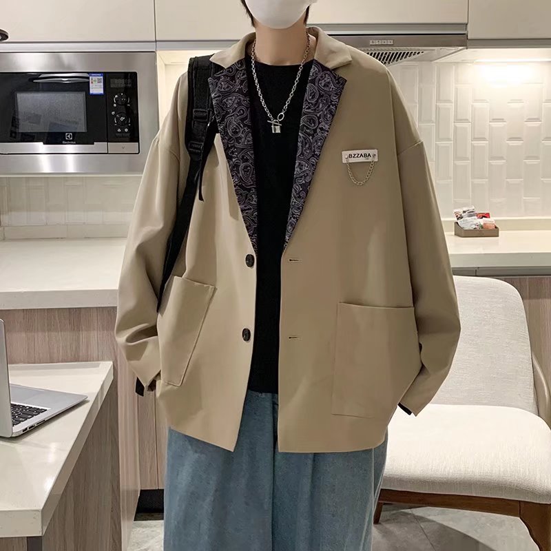 2024 otoño chaqueta de moda casual insignia de los hombres sentido del diseño tendencia de nicho chaqueta suelta de gran tamaño de estilo coreano