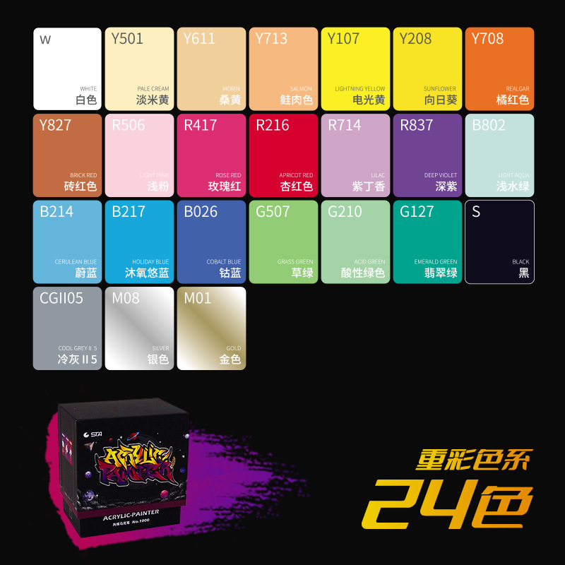 STA 1000C Segunda Generación marcador de acrílico cabeza fina impermeable pintado a mano DIY pintura Zapatos Ropa zapatos acrílico cara