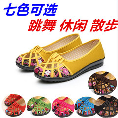 Old Beijing Cotton Shoes Women's Spring and Summer Model with Hollow Design Women's Flat Shoes with Toe Cap Women's Mesh Shoes Breathable Mother's Sandals
