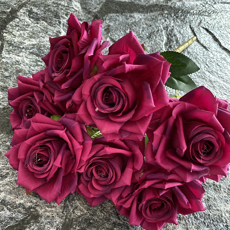 7-cabeza amante gran cuerno Rosa manejar manojo Boda boda decoración del hogar artificial flor falsa foto apoyos Rosa ramo