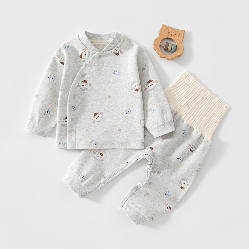 Baby Seamless Autumn Clothes Set, Class A Pure Cotton Newborn Spring and Autumn Underwear, Soft and Skin-Friendly Home Wear