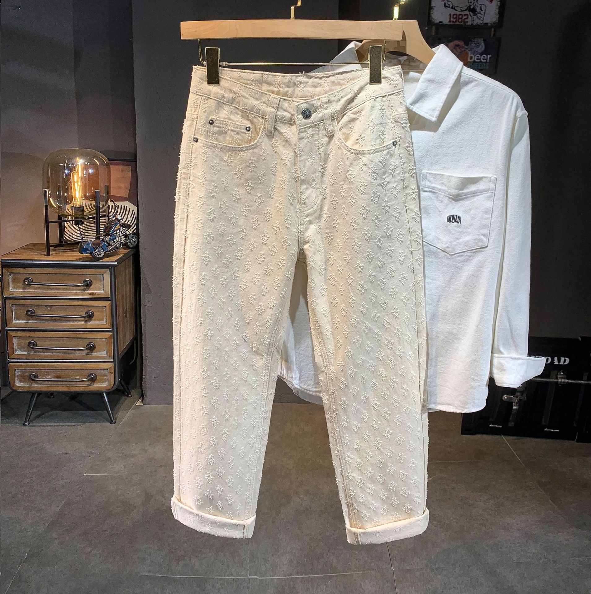 Mainly Recommended New Style Washed Jacquard Jeans for Men, Summer Trendy Brand Loose Straight Casual Breathable Pants for Men