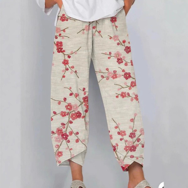 European and American Amazon Independent Station Spring and Summer New Style Sub-3D Digital Printing Women's Fashion Loose Casual Nine-Point Pants