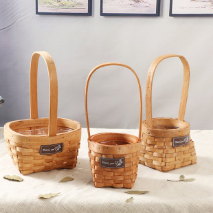 New Arrival Free Shipping Pastoral Willow Straw Rattan Small Basket Portable Flower Arrange Accompanying Gift Meaty Small Flower Basket Mini
