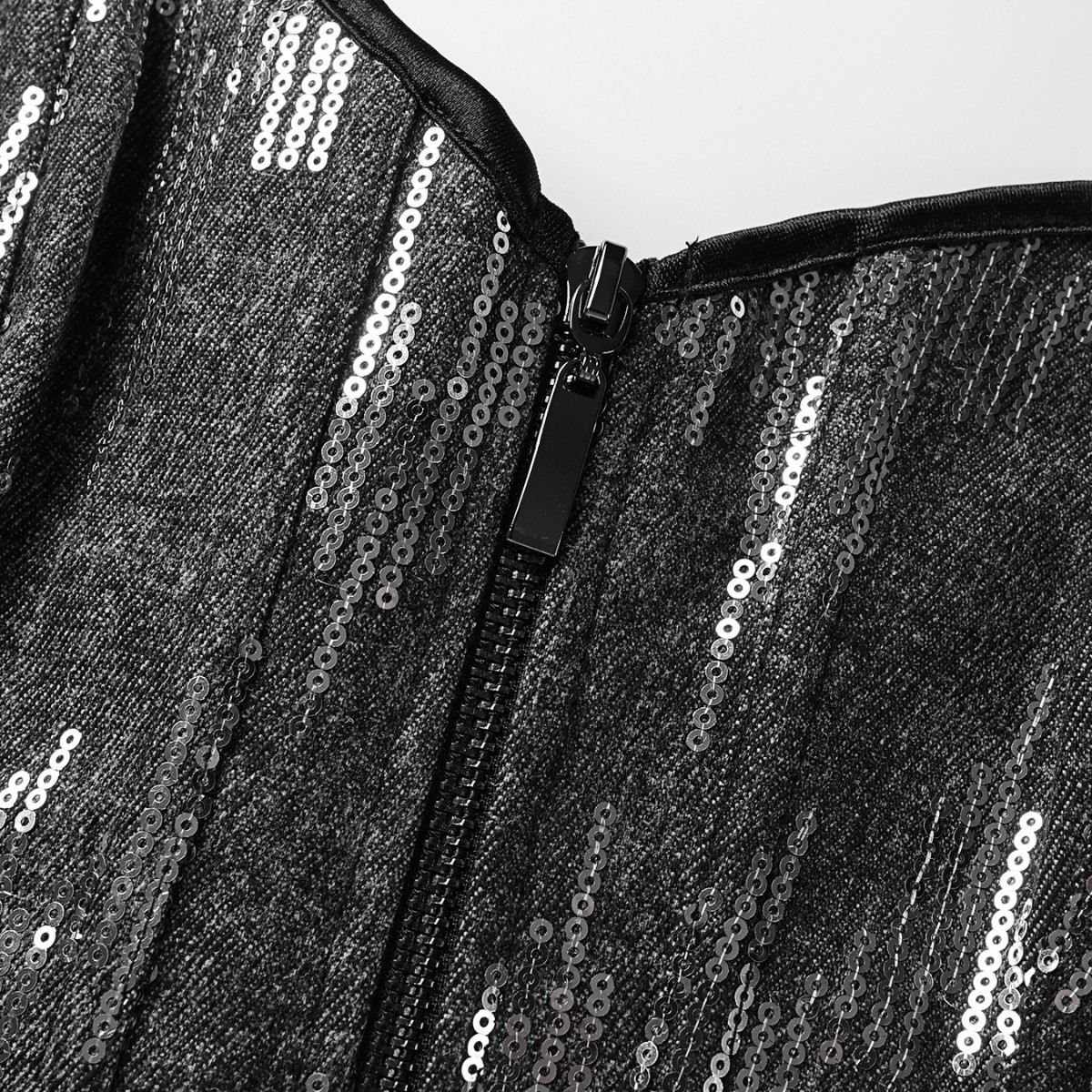 Nuevo estilo gris cremallera plateada esquinilla dama corte corte corte vestimenta de forma Amazon AliExpress transfronterizo