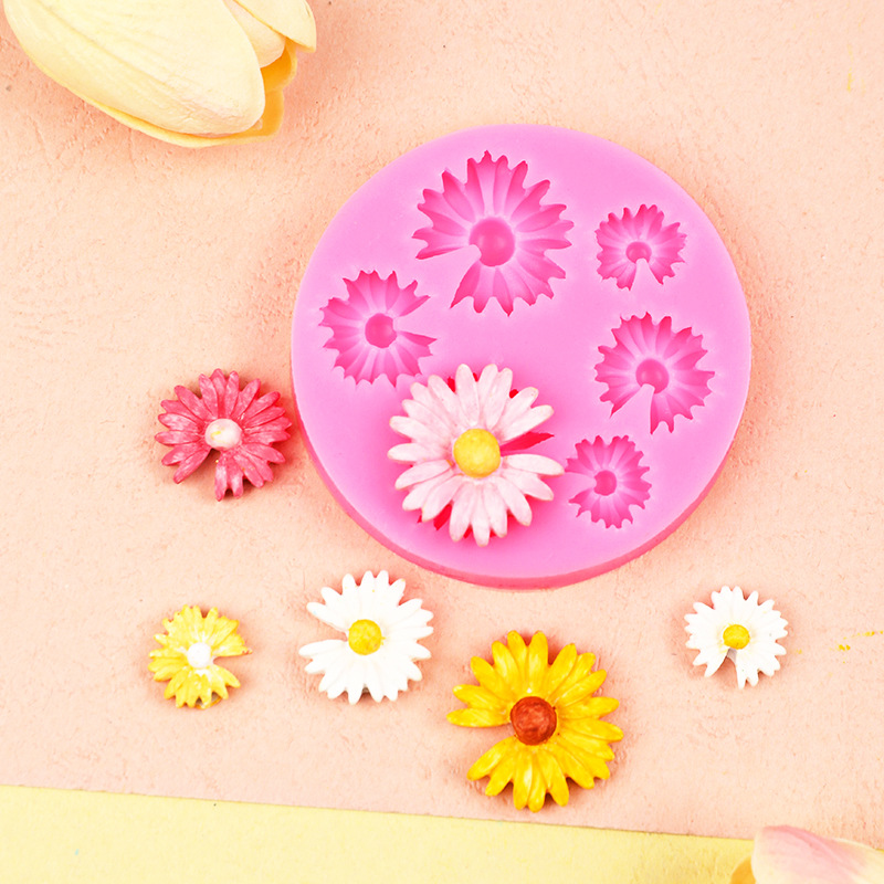 Mini pequeño Zou crisantemo molde de silicona hecha a mano DIY joyería teléfono móvil Shell parche decorativo arcilla epoxi