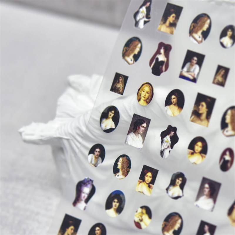 Thin, Tough and Exquisite Literary Portrait Nail Art Stickers with Adhesive Backing, Retro Hong Kong Style Nail Stickers, Van Gogh's Starry Sky Decorative Stickers