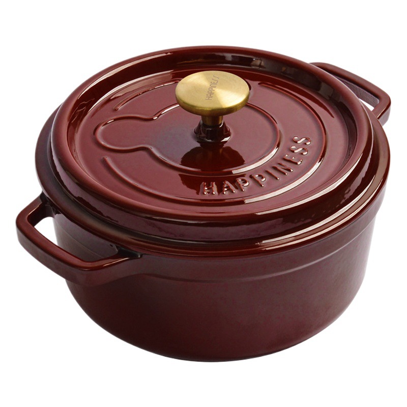 Pequeña felicidad exportación calidad 24cm esmalte hierro fundido olla