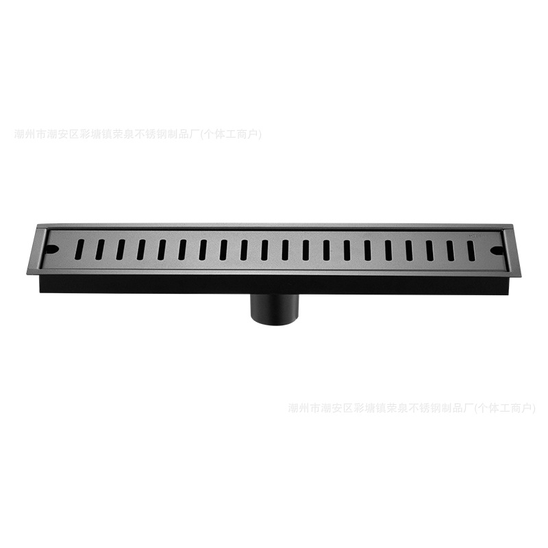 Negro 304 acero inoxidable largo drenaje de suelo hotel sala de ducha de gran volumen de ingeniería alargada desagüe de suelo antiolor tira al por mayor