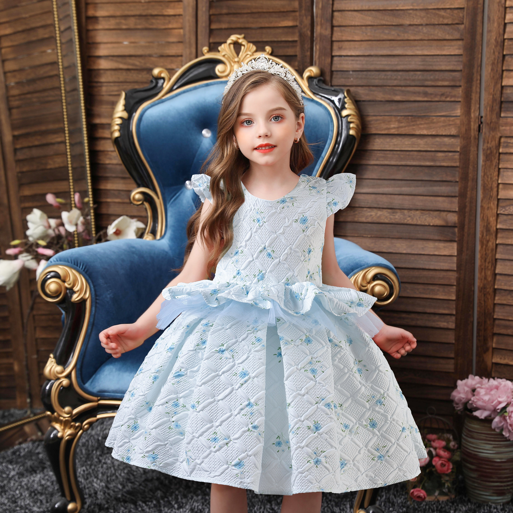 thumbnail image 2 of Vestido estampado para niñas, ropa para niñas, vestido elegante de princesa para niñas, actuación de piano para niñas, 2 of 6