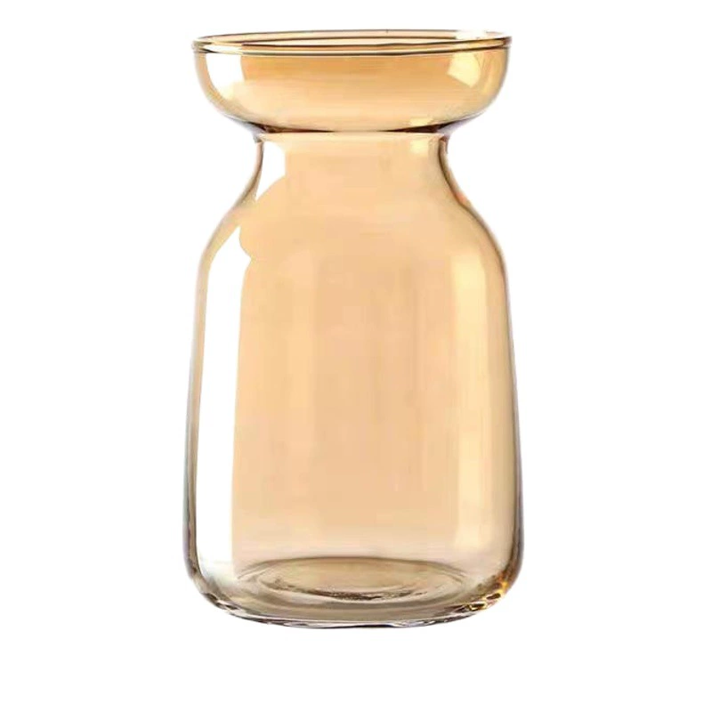 Простая и свежая прозрачная стеклянная ваза, цветочный горшок из цветного стекла, янтарная композиция из одной цветы, украшение для рабочего стола