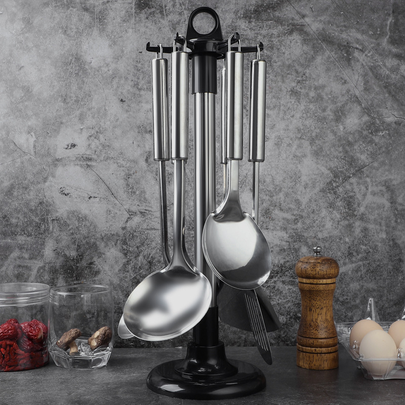 Regalos al por mayor de acero inoxidable cocina de cocina set completo de pala de platos fritos caseros antiadherente cocina engrosada en uno
