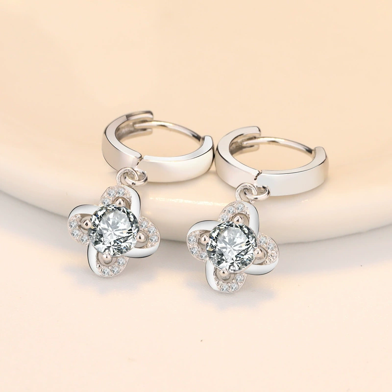 Silver earrings, accessory, simple and elegant design