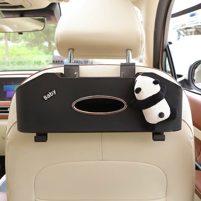 Car cup holder/beverage holder, back storage rack, multifunctional car - papa-panda-chair-back-storage-box-new-model-black