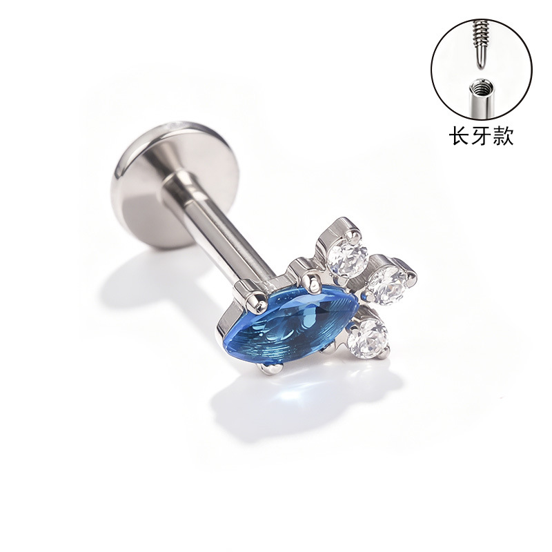 F136 Titanium Alloy Ear Studs, Carved Long Tooth Ear Bone Studs, Zirconia Lip Studs, G23 Titanium Body Piercing Jewelry detail image 19