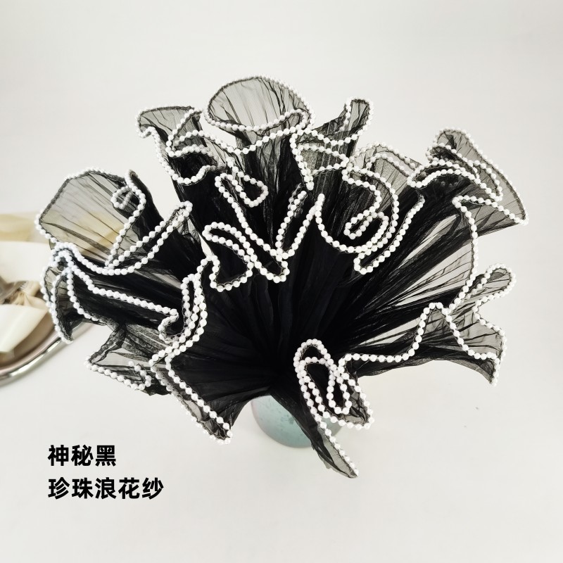 Hilado ondulado, perlas, olas, gasa, ramo, embalaje, papel forrado, bolsa de flores, material de floristería, material, arte floral, artesanía