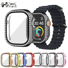 Apple Ultra Watch Single Row Diamond Engraved Openwork One-Piece Case iWatch 8 Case Film Integrated Protective Cover