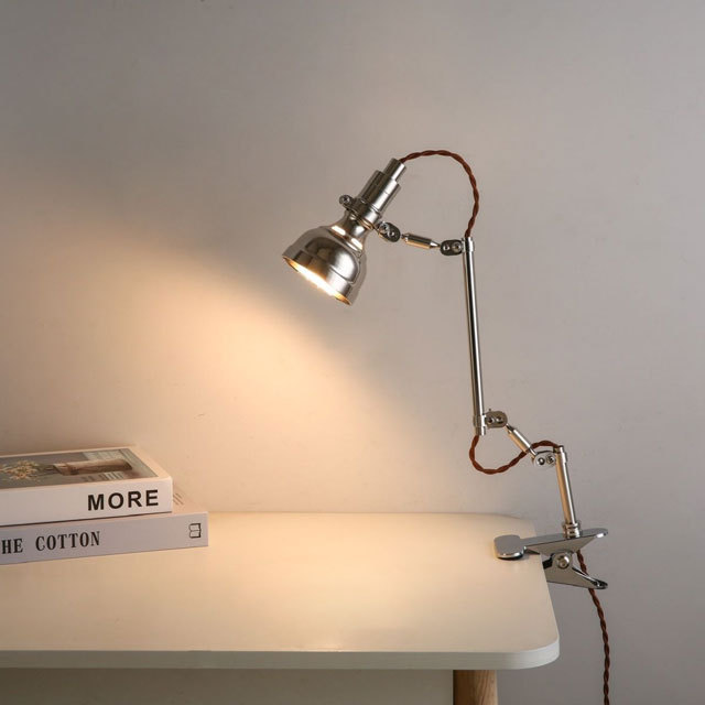 Bauhaus Retro Swing Arm Telescopic Medieval Clip Lamp Industrial Style Study Work Desktop Clip-On Reading Lamp
