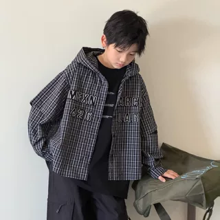 男童潮酷叠穿上衣两件套2026秋新款大童帅气时髦百搭连帽马甲卫衣