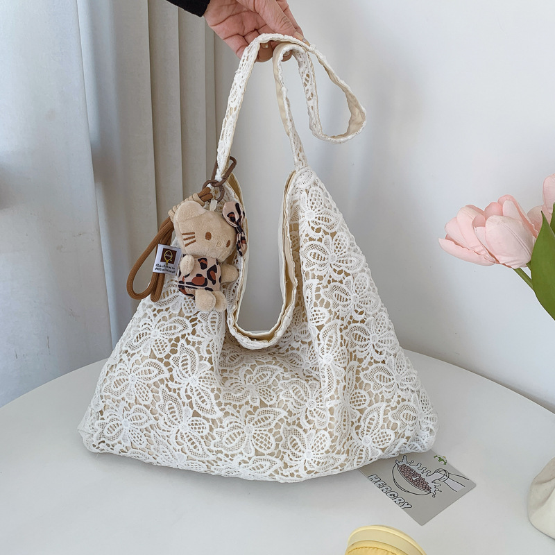 Damen Schultertasche Im Pastoralstil Mit Spitzenbesatz_voghion.com