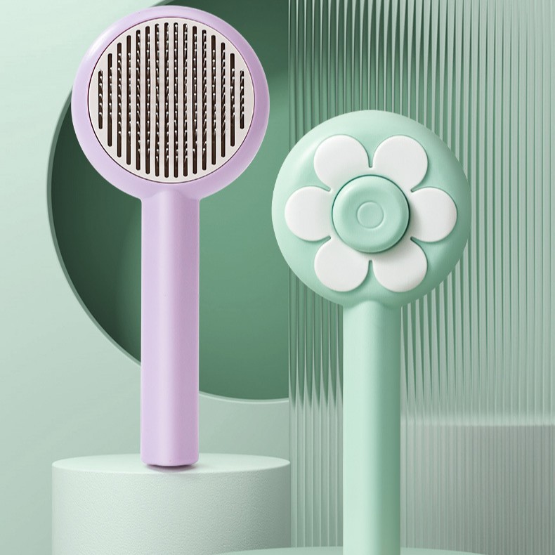 Gato peine color a juego auto-limpieza peine mascotas suministros gato nudo peine de limpieza aguja peine mascota depilación artefacto al por mayor