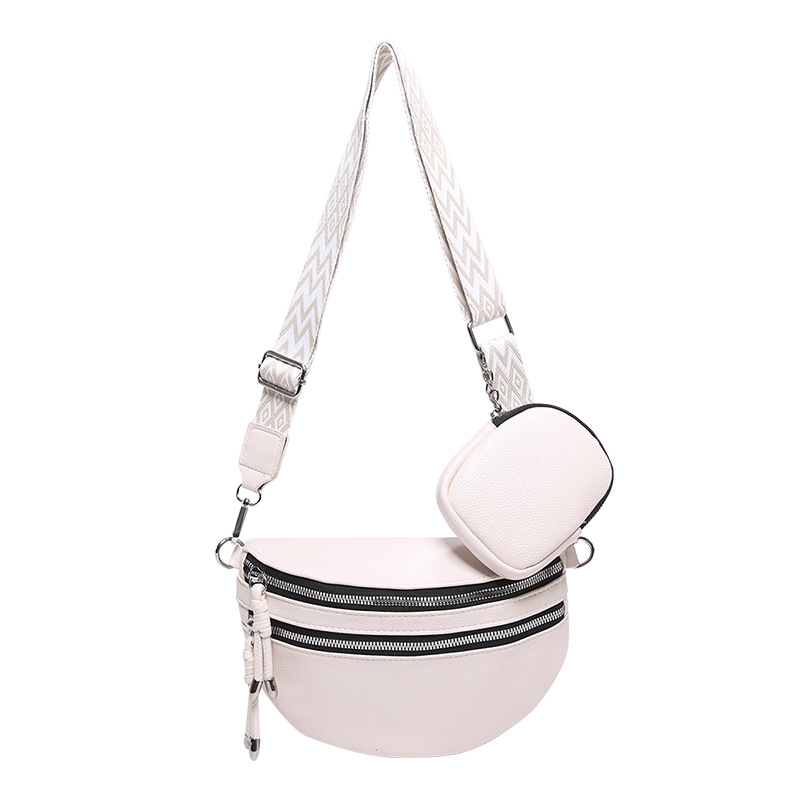 Moda 2024 invierno nuevo tipo de correa de hombro ancha estilo extranjero simple bolso de hombro casual de color sólido bolso de transporte ligero