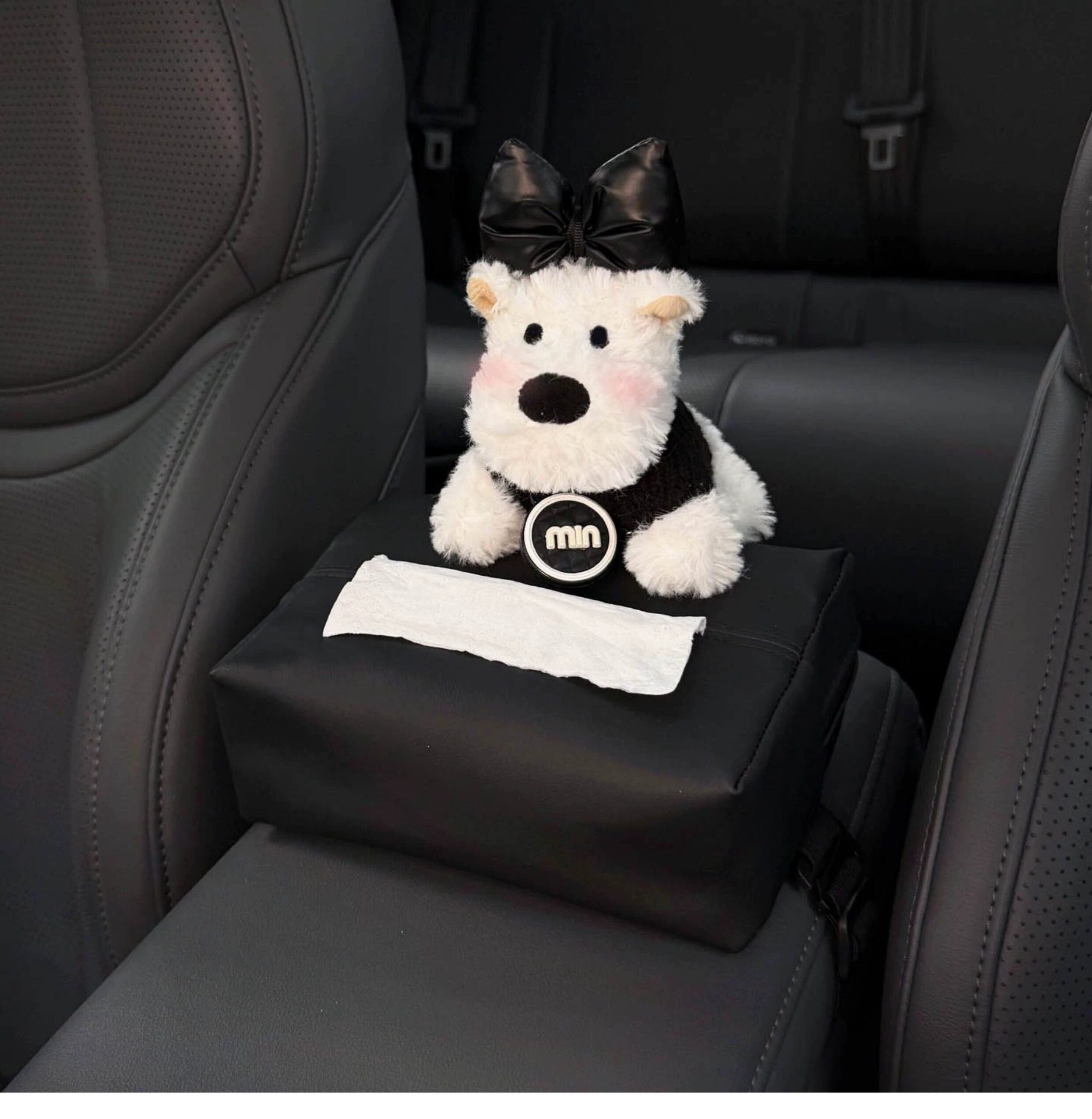 2026 New Model West Highland Car Tissue Box, Car Interior Armrest Box Tissue Holder, Seat-Mounted Car Tissue Bag, Cute