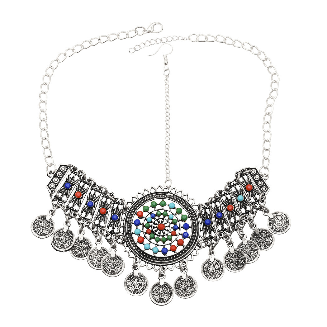 Bohemian Ethnic Style Hair Accessories Vintage Coin Tassel Headwear Bracelet Color Rhinestone Color Random Hair Band