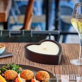 跨境木质香薰精油灯收纳碗祷告心形烛台器皿节日装饰用品面团木碗